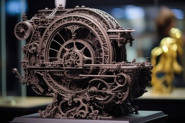 Poster - working on a 3d printing 3D printer creating intricate and detailed objects