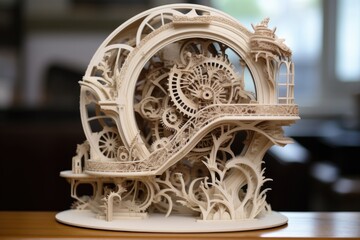 Poster - working on a 3d printing 3D printer creating intricate and detailed objects