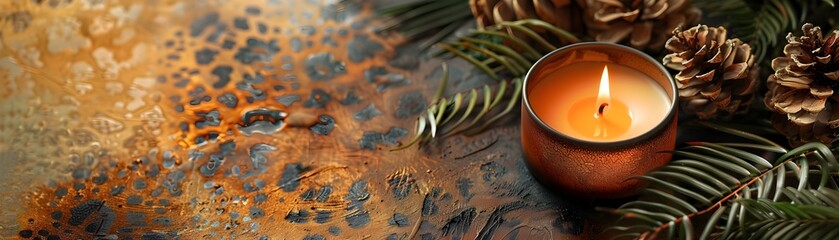 Canvas Print - Safari Inspired Candle Scene with Earthy Tones and Natural Textures