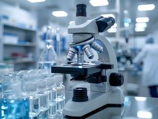Poster - Biotechnology Laboratory with Advanced Microscopes for Genetic Research and Industry Innovation