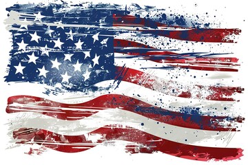 Wall Mural - USA flag for 4 July independence day 4th of July. Decoration set of garlands for USA national holidays, events, banners, posters, web Fourth of July background - American