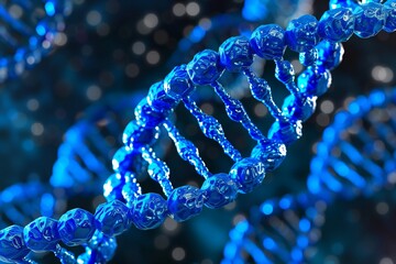Wall Mural - Blue helix human DNA structure