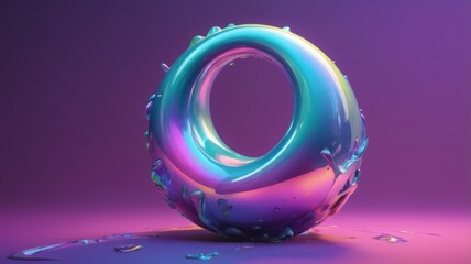Poster - Abstract iridescent shape, 3d render
