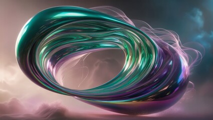 Poster - Abstract iridescent shape, 3d render