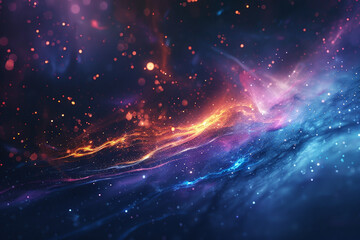 Wall Mural - A colorful galaxy with a blue background and orange and purple streaks