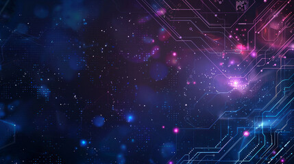 Fototapete - A computer screen with a blue background and a purple and pink design