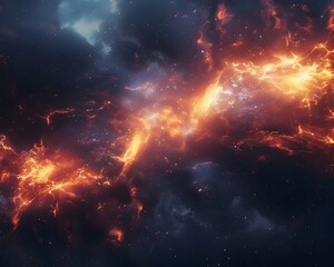 Wall Mural - Electrifying Cosmic Storm Illuminating the Starry Expanse in a Surreal Cosmic Display