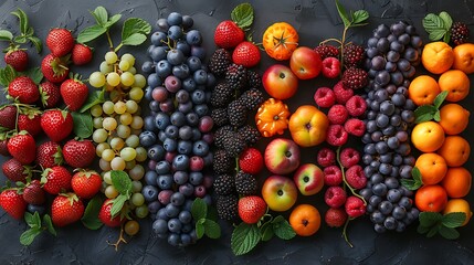 Poster - **Different types of berries arranged in a pattern