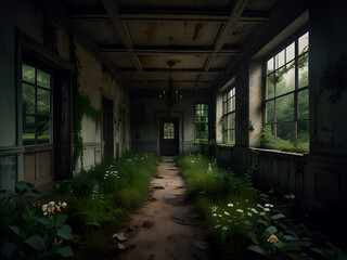 Wall Mural - Abandoned building,Nature is above everything.