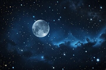 Poster - a full moon and stars in the sky, Starry night sky with constellations and moon