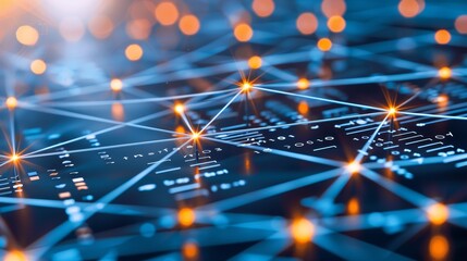 Digital network map, detailed web of connections and infrastructure, emphasizing the system's robust and seamless connectivity