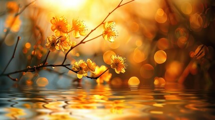 Wall Mural - Golden Blossom Reflection