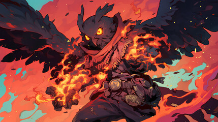 Poster - owl man with fire power