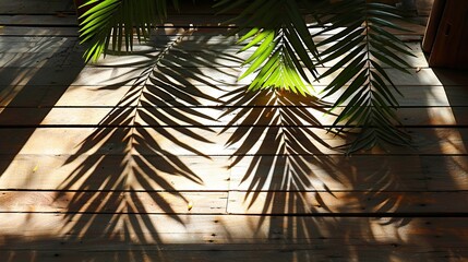 Wall Mural - Palm Leaf Shadows on Wooden Floor