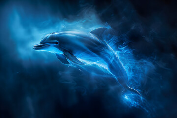 Wall Mural - blue dolphin and blue fire wallpaper