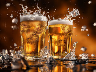 Two beers on the rocks for Oktoberfest promotional marketing