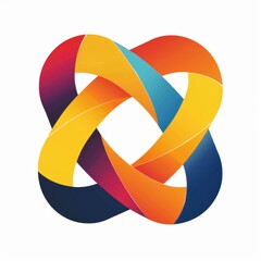 Poster - Colorful loop geometric shape logo on a black background