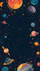 Wall Mural - captivating cosmic frame planets stars and celestial wonders adorn a mesmerizing deep black backgrou