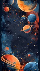 Wall Mural - captivating cosmic frame planets stars and celestial wonders in a spellbinding digital art compositi