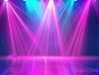 © Johannes - Neon Blue pink violet stage lighting illuminated, lens flare effect, shining star rays.AI generated