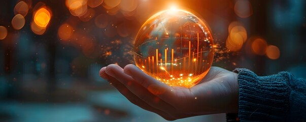 Poster - Hand Holding Glowing Orb with Financial Graphs Inside Representing Control Over Financial Growth