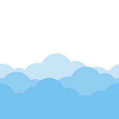 Cute bright blue cloud in the sky bottom border seamless pattern background.	
