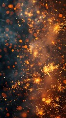Poster - Fiery Firework Illuminating the Night Sky with Vibrant Explosions and Flaming Trails