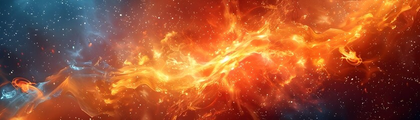 Poster - Energetic Abstract Fire Explosion with Vibrant Colorful Dynamic Fiery Background Concept