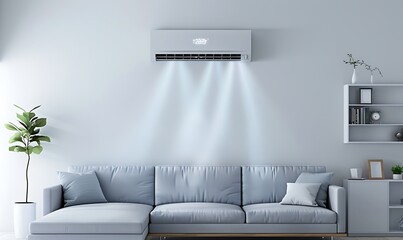 Canvas Print - Modern Living Room with Air Conditioner
