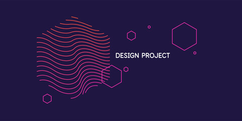 Poster - Wavy, wriggling lines on a dark background. Abstract background with amorphous shapes. A template for placing text and information. Beautiful stylish design.