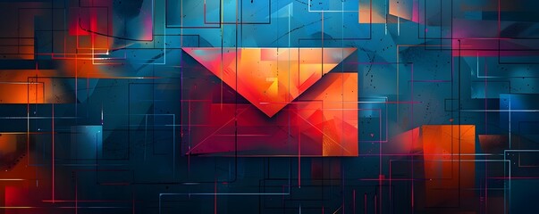 Poster - modern geometric email icon with vibrant colors and bold lines