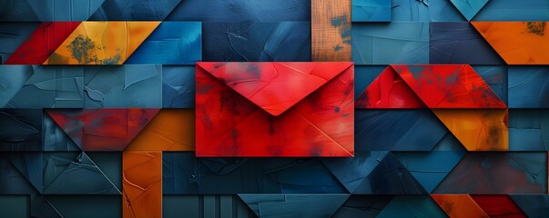 Poster - vibrant geometric email icon with bold lines and contemporary design