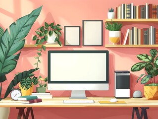 Poster - Cozy Home Study Space with Digital Whiteboard and Organized Workspace for Effective Remote Learning