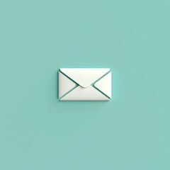 Poster - Minimalist White Email Icon on Pastel Background Clean Simple Digital Communication Symbol
