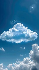 Poster - Whimsical Cloud Shaped Email Icon Floating in Bright Blue Sky with Copy Space