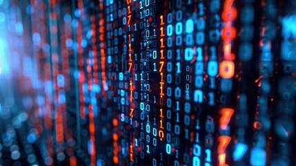 Abstract futuristic cyberspace with binary code, matrix background with digits, Programming code abstract technology background of software developer and Computer script, generative ai