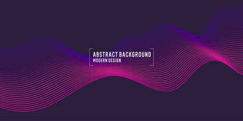 Poster - Wavy, wriggling lines on a dark background. Abstract background with amorphous shapes. A template for placing text and information. Beautiful stylish design.