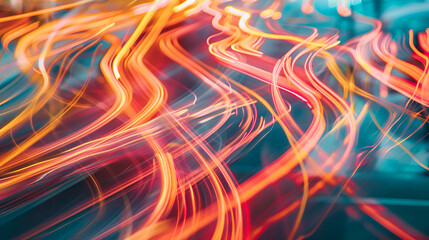 Poster - An abstract design featuring intertwining smoke in blue and orange, creating a dynamic and fluid visual with a contrast of warm and cool tones,Futuristic Fire abstract background. interplay of fiery 
