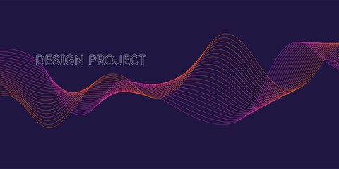 Fototapete - Wavy, wriggling lines on a dark background. Abstract background with amorphous shapes. A template for placing text and information. Beautiful stylish design.