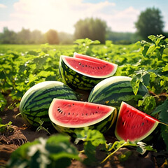 Sticker - watermelon in a field