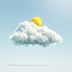 Wall Mural - 3D Rendering of a Single Cloud with a Sun