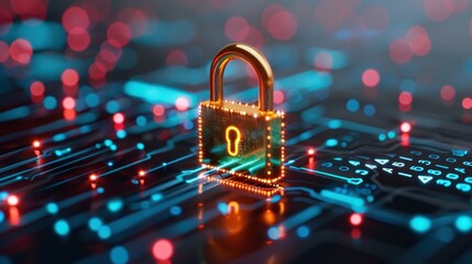 A conceptual image of a padlock surrounded by digital binary code, emphasizing the importance of encryption and secure data practices in preventing cyber attacks.