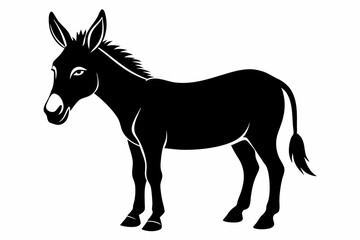 Wall Mural - donkey silhouette vector, black donkey silhouette vector illustration on white background