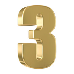 Gold 3D Number 3