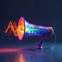 Poster - Colorful Sound Waves Emitting from Megaphone Symbolizing the Power of Voice and Communication