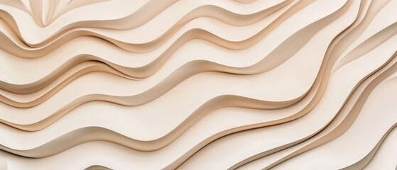 Sticker - Beige sandstone wave pattern minimal vector illust  189