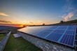 © Sudipta - Solar panels and blue sky background.Solar cells farm on the roof and sunset.Photovoltaic modules for renewable energy.Save the earth and the energy with good environment.Warming global concept.