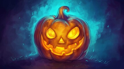 halloween pumpkin on dark background