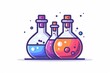 © Leo - Artistic illustration of colorful laboratory flasks and beakers, representing scientific experimentation and creativity.