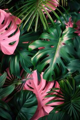 Canvas Print - Green and Pink Leaf Group